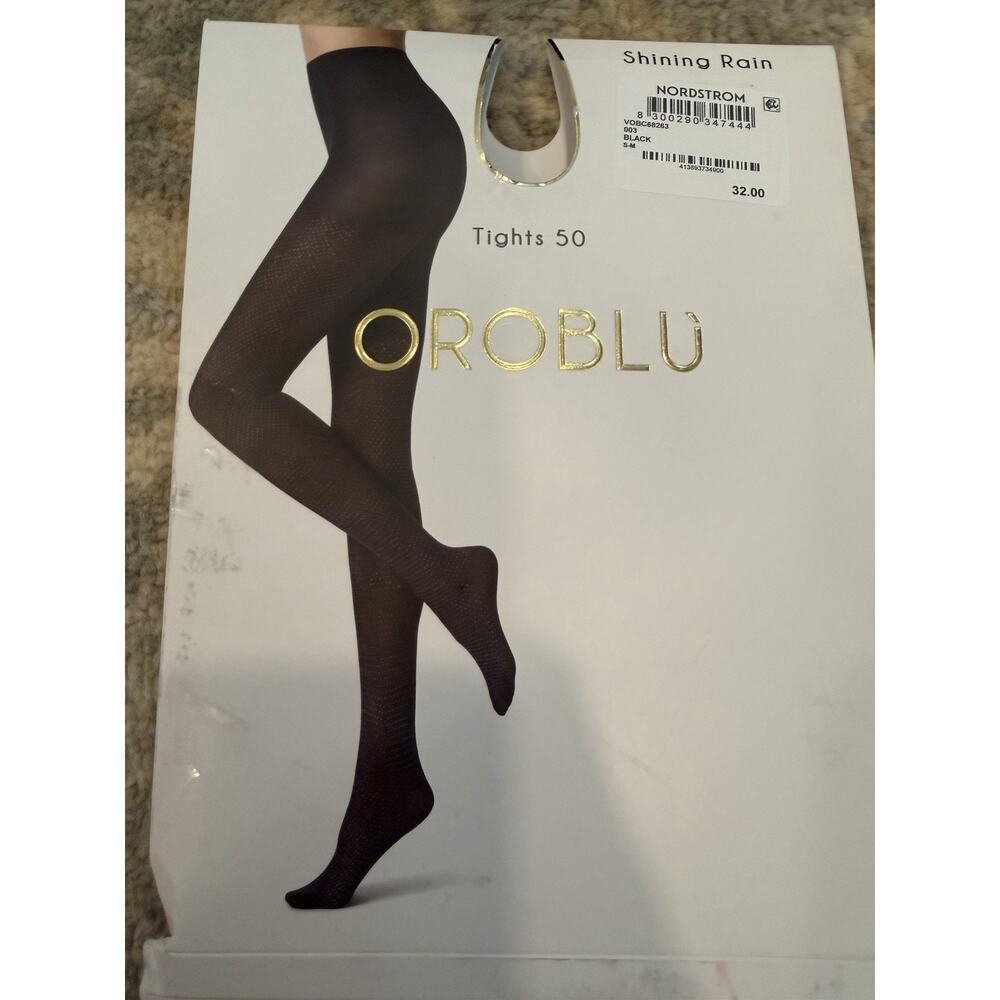 Oroblu Tights 50 Black Shining Room Sz S/M NIB NEW $32